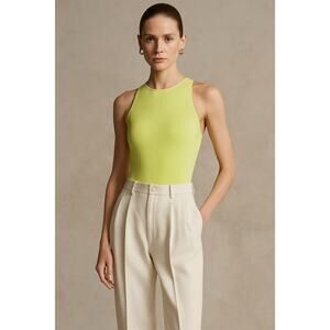 Ralph Lauren Purple Label Claeton Scuba Bodysuit Neon Chartreuse Size Large